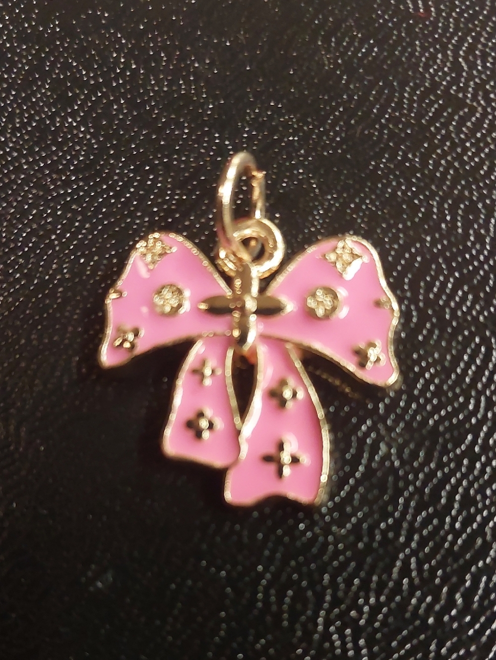 LV Pink & Gold Bow Enamel Charm Pendant